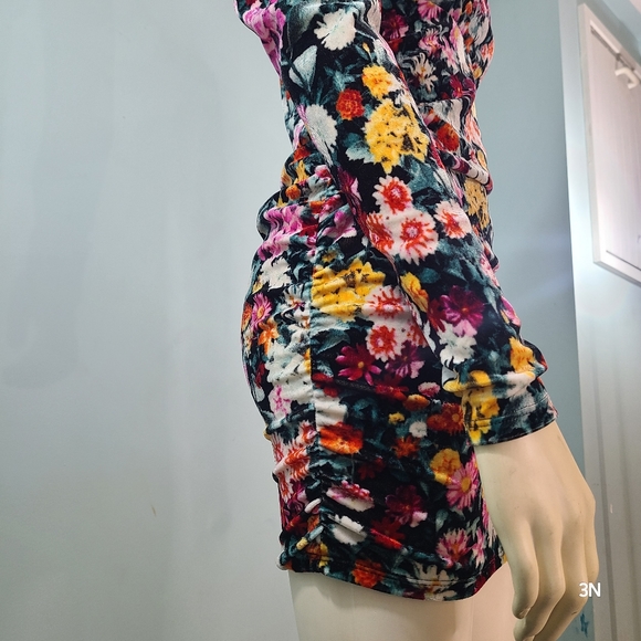Wild Fable Velvet Floral Mini Dress with Long Sleeves, S - Picture 8 of 10